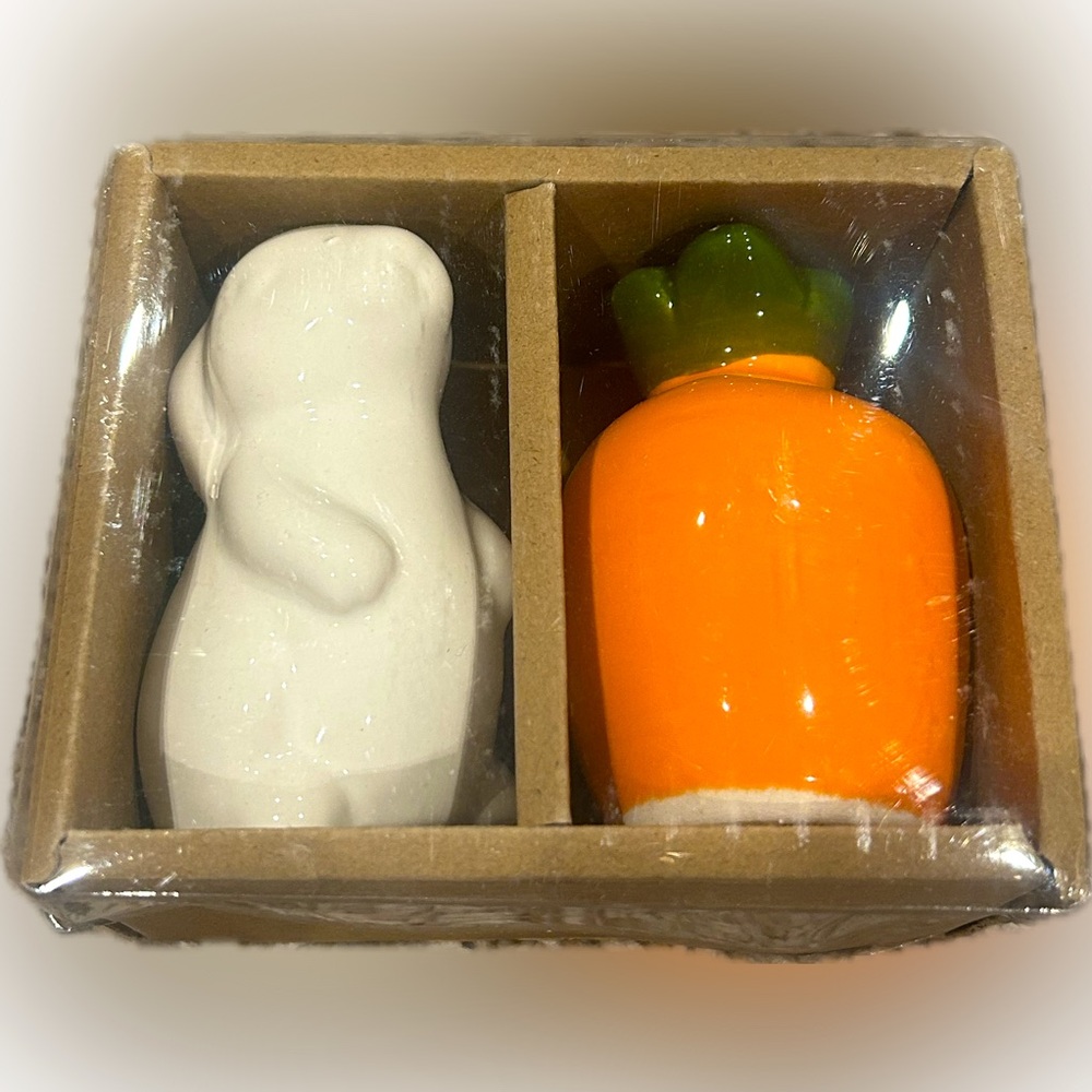 Ceramic Bunny Carrot Salt & Pepper Shakers | New | Easter Decor